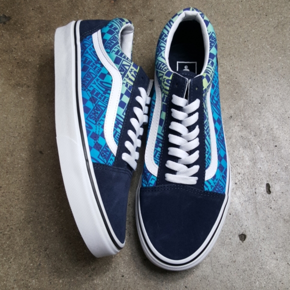 vans flame old skool blue
